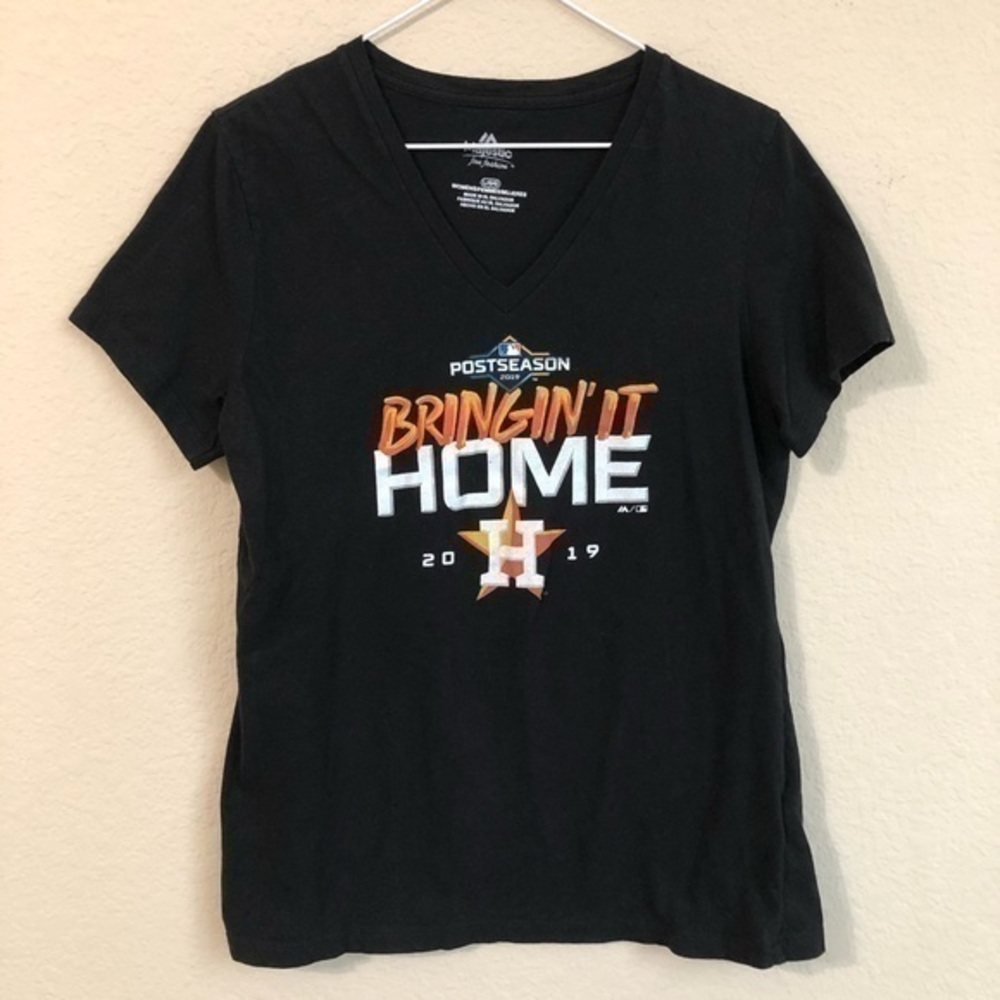 Houston Astros T-Shirt Black Short Sleeve Tee 2019 Post Season Fan Tailgating